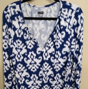 Mudpie  long tunic top size L, Navy and White.
